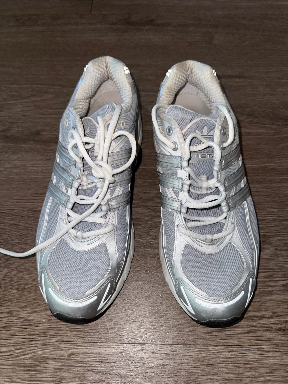 adidas Men’s Silver and White Athletic Sneakers